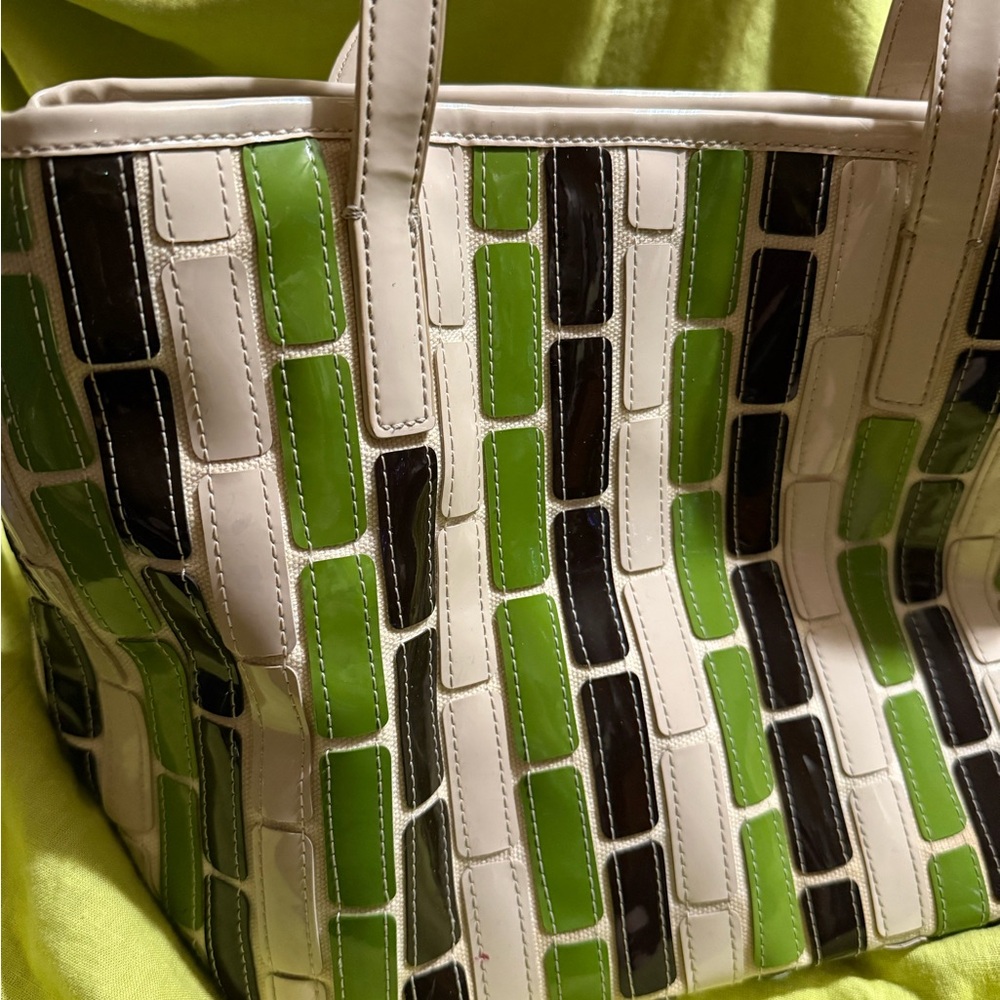 Not for Sale Kate Landry Stylish Crème Green and Black Tote Bag